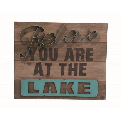 Transpac Wood 19 in. Multicolor Spring You Are At The Lake Wall Decor