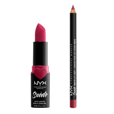 NYX Professional Makeup Suede Matte Red Lipstick and Lip Liner Duo Kit - Cherry Skies - 2pk