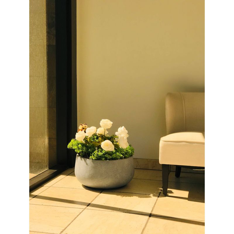 Rosemead Home &#38; Garden, Inc. 16&#34; Wide Kante Lightweight Outdoor Concrete Oval Bowl Decorative Planter Slate Gray, 3 of 10
