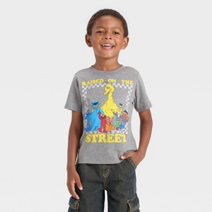 Toddler Boys' Sesame Street Short Sleeve T-Shirt - Heather Gray - 1 of 4