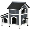 PawHut Outdoor Cat House with Weather-resistant Roof & Garden Bed, Outdoor Cat Shelter Enclosure with Multiple Entrances, Cat Furniture Hideout, Gray - 4 of 4