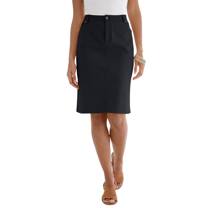 Jessica London Women's Plus Size True Fit A-line Denim Short Mini Skirt, 1 of 2