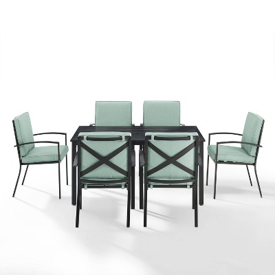 Mist and Bronze 7-Piece Outdoor Dining Set with Cushions