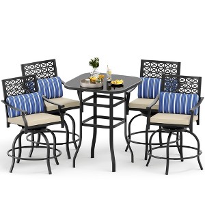 Outdoor High Swivel Bar Stools, Bar Height Patio Chairs with Seat Cushion, Counter Height Tall Patio Swivel Chairs, Outdoor Swivel Bar Chairs Set of 2 - 1 of 4