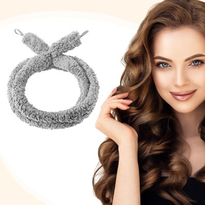 NAYSAYE Satin Heatless Curler Overnight Soft Wave DIY No Heat Curling Set for All Hair Types, Gray, 14"*3"*3"