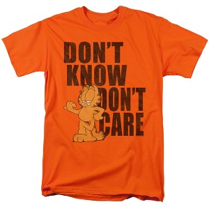 Garfield Don'T Know Don'T Care Adult T-Shirt Orange Small - 1 of 4