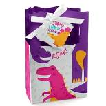 Big Dot of Happiness Roar Dinosaur Girl - Dino Mite T-Rex Baby Shower or Birthday Party Favor Boxes - Set of 12