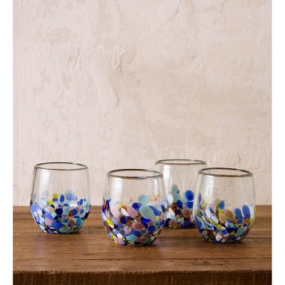 VivaTerra Riviera Recycled Stemless Wine Glass, Set of 4