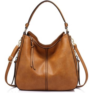 Hobo Crossbody Bags for Women,Faux Leather Retro Large Size Shoulder Bucket Purse - 1 of 4