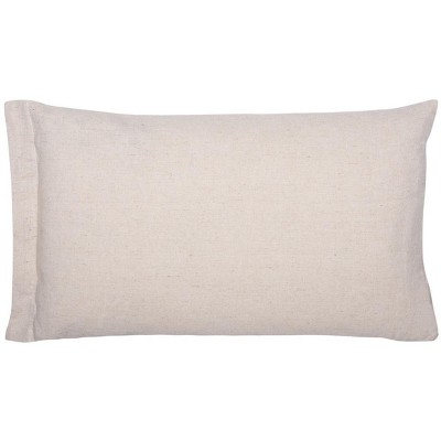 Beige and White Striped Button Accent Rectangular Pillow