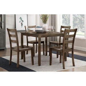 NicBex 59" Dining Table Set for 4 Charcoal Brown Finish Wooden Dining Table with 4 X-Back Side Chairs for Kitchen - 1 of 4