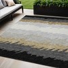 Black Charcoal And Silver Striped Washable Indoor Outdoor Area Rug - 2 of 4