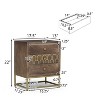 Christopher Knight Home Ansar Boho Handmade Mango Wood Nightstand, Walnut/Gold - 2 of 4