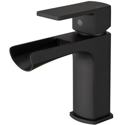 BWE Waterfall Single Handle Single Hole Low-Arc Bathroom Faucet Bath Drip-Free Vanity Sink Faucet