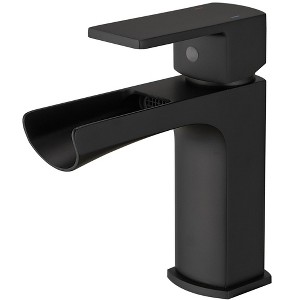 BWE Waterfall Single Handle Single Hole Low-Arc Bathroom Faucet Bath Drip-Free Vanity Sink Faucet - 1 of 4