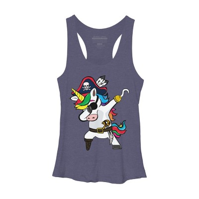 Women's Design By Humans Dabbing Dance Pirate Unicorn Gifts Funny Halloween Costume Gift By lukesstore Racerback Tank Top