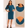 Allegra K Women's Elegant Round Neck Ruched Short Flared Sleeve Sheath Dress - 2 of 4