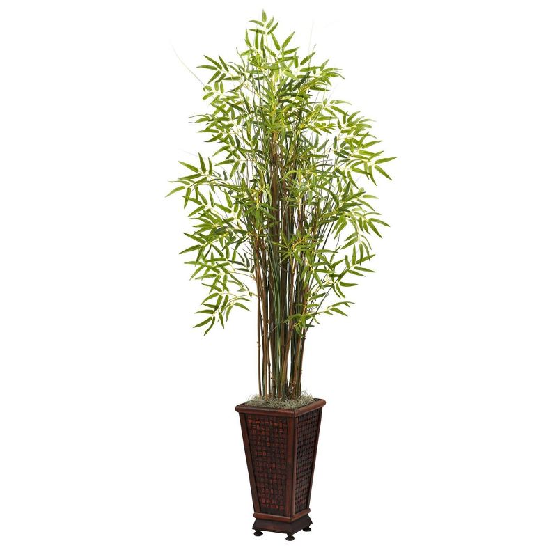 Nearly Natural 5.5-ft Grass Bamboo Plant w/Decorative Planter, 1 of 2