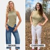 EXLURA Women's Summer Sleeveless High Neck Tank Tops Sexy Twist Knot Asymmetrical Hem Shirts - 3 of 4