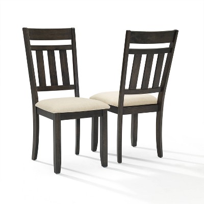 Set of 2 Hayden Slat Back Dining Chairs Slate - Crosley: Upholstered Seat, Rubberwood Frame, Linen