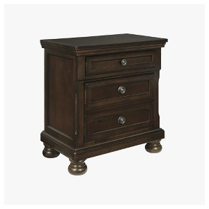 Signature Design by Ashley Porter Classic 2 Drawer Nightstand with Dovetail and Ball-bearing Construction, Dark Brown - 1 of 4