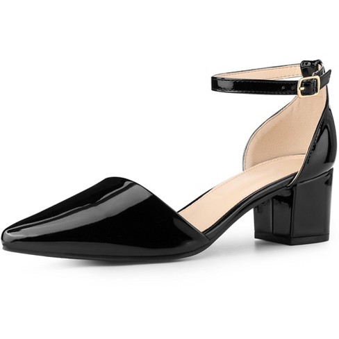 Black thick heel pumps online