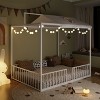 KTMBDW Twin/Full Size Montessori Floor Bed, Metal House Bed Frame for Kids, Montessori Floor Beds with Fence, Canopy Platform Bed - 3 of 4