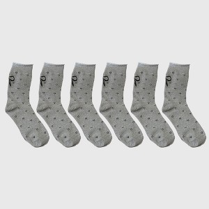 Alilang Women's Cotton Bow - Heart Pattern Ankle Socks 6pk - 1 of 4