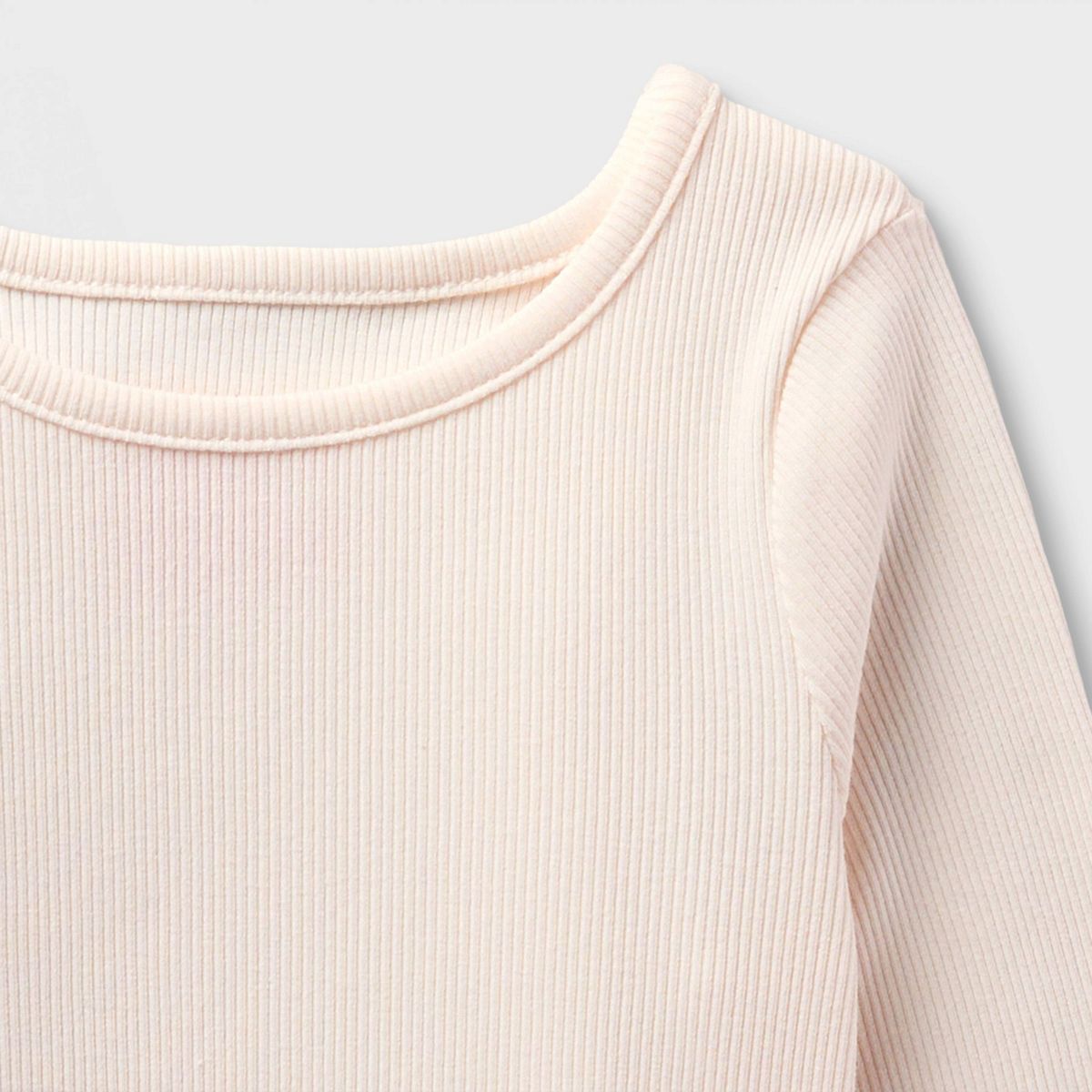 Baby and Toddler Girls' Solid Ribbed Scallop Hem Long Sleeve T-Shirt - Cat & Jack™ - thumbnail 3