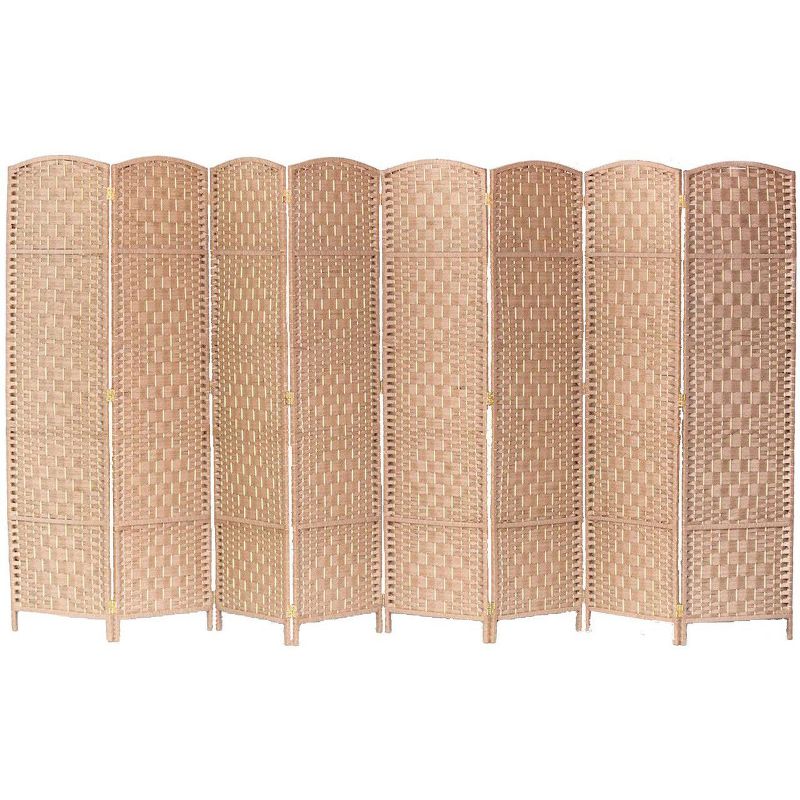 Room Divider Diamond Weave Bamboo Fiber Privacy Partition Screen, 1 of 2
