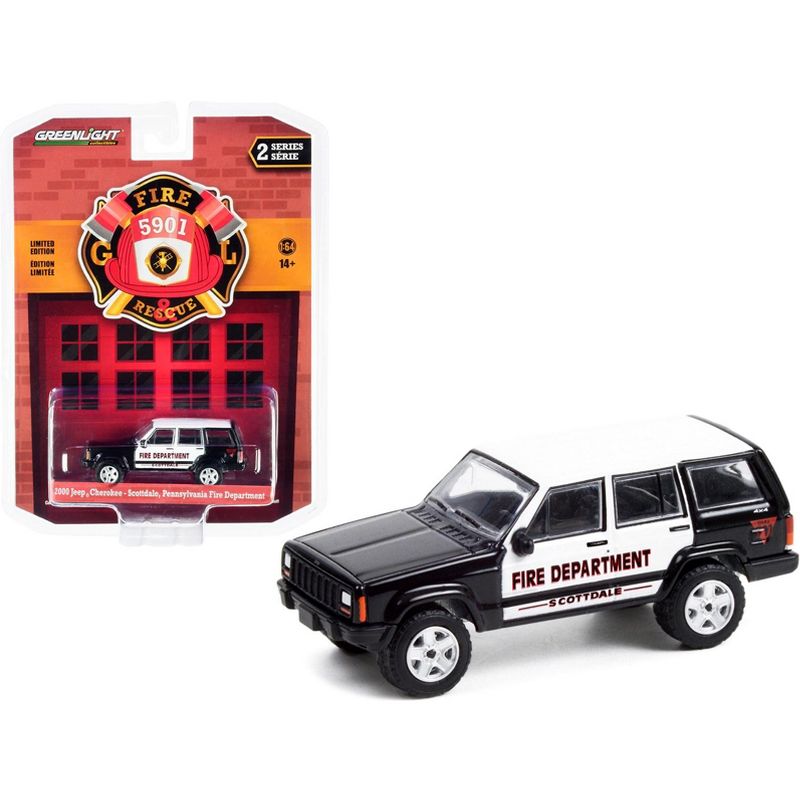 2000 Jeep Cherokee Black and White "Scottdale Fire Dept" (Pennsylvania) "Fire & Rescue" 1/64 Diecast Model Car by Greenlight, 1 of 4
