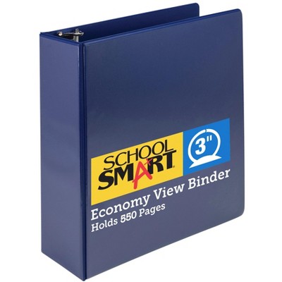 School Smart Round Ring View Binder, Polypropylene, 3 Inches, Blue