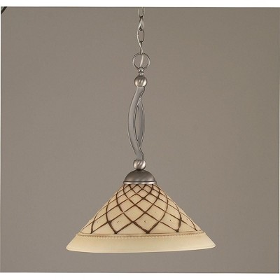 Toltec Lighting Bow 1 - Light Pendant in  Brushed Nickel with 16" Chocolate Icing Shade