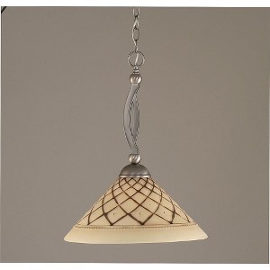 Toltec Lighting Bow 1 - Light Pendant in  Brushed Nickel with 16" Chocolate Icing Shade - 1 of 1