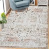 TROPOW Vintage Rug 9x12 Thin Washable Rug with Non Slip TPR Backing, Low Pile Thin Foldable Printed Carpet - 2 of 4
