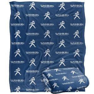 Washburn University Logo Pattern Silky Touch Blanket White 50x60 - 1 of 4