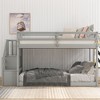 PAGED Twin Size Bunk Bed Pine Bed Frame with Storage Stairs and Guardrail for Bedroom, No Spring Box Required - 2 of 4