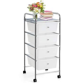 Tangkula 4 Drawer Cart Storage Container Bins with wheels for Home&School&Office