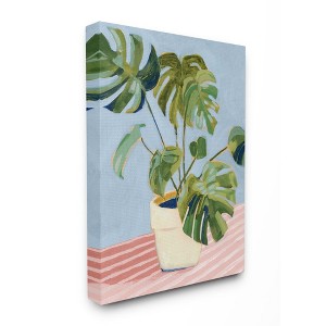 Stupell Industries Monstera Indoor Plant Leaves Green Pink Painting - 1 of 4