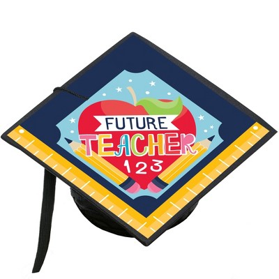 Big Dot of Happiness Teacher Grad - Education Graduation Cap Decorations Kit - Grad Cap Cover