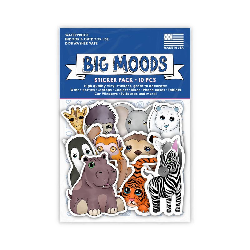 Big Moods Animal Themed Sticker Pack 10pc, 3 of 4