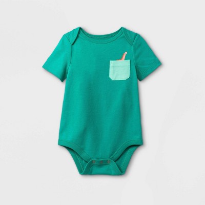 Baby Boys' Dino Pocket Short Sleeve Bodysuit - Cat & Jack™ Mint 0-3M