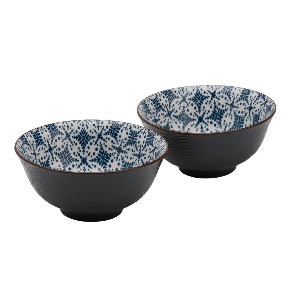 Tabletops Unlimited Set of 2 6.25 Ramen Noodle Bowls Teal Blue: Stoneware, Dishwasher & Microwave-Safe, Kids & All Ages