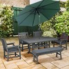 Outsunny Outdoor Dining Set, Patio Table and Chairs Set of 6, Conversation Furniture with Armrests, Loveseat Bench, Umbrella Hole, Cushions - 2 of 4