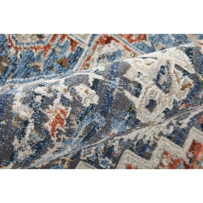 Kaia Ivory Blue Red Medallion Rectangular Area Rug