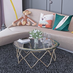 Bencmate Coffee Tables  Round Glass Tabletop Modern Square Design for Living room, office, Tabletop Only, Clear, 35.8"*35.8"*0.47" - 1 of 4