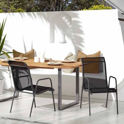 vidaXL Garden Chair Set of Black and anthracite Steel, Textilene Large