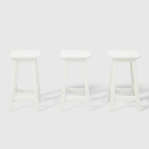 WestinTrends Malibu 24" All Weather Hdpe Outdoor Patio Square Backless Counter Stool (Set of 3) - 1 of 4