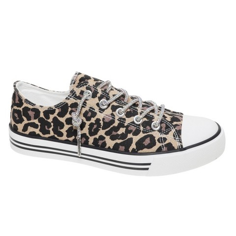 Женские кроссовки Outwoods Womens Logan 8 Canvas Low Top Sneaker with Sparkle Laces, Leopard (7)
