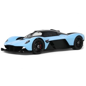 2023 Aston Martin Valkyrie Light Blue with Black Top 1/18 Model Car by GT Spirit - 1 of 4
